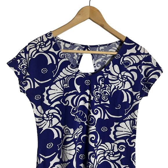 Lilly Pulitzer Daniela Seahorse Spectrum Navy Blue Tide Cap Sleeve Mini Dress XS - Picture 3 of 9